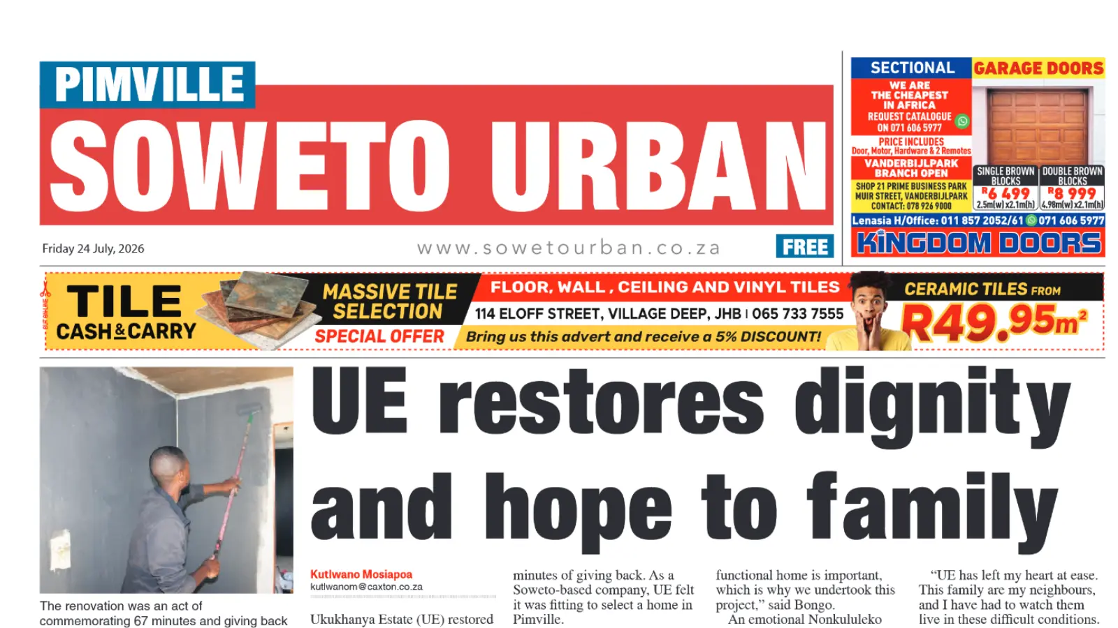 Soweto Urban Newspaper Advertising